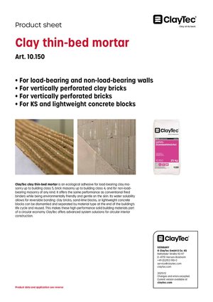 ClayTec Lehm-Dünnbettmörtel/Clay thin-bed mortar (product sheet)