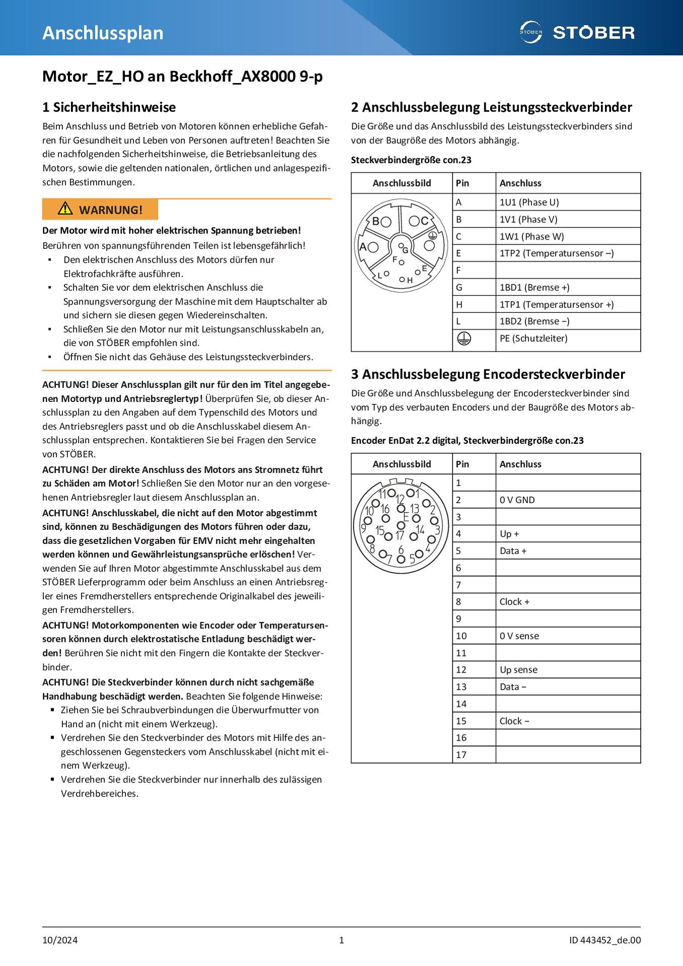 Anschlussplan EZ an Beckhoff AX8000 9-p (EZ_HO)