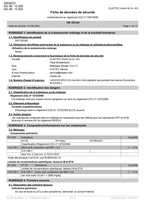 ClayTec Grundierung DIE GELBE Sicherheitsdatenblatt - FR