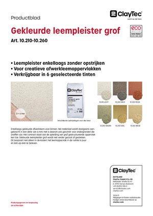 ClayTec Lehm-Farbputz grob mit Stroh/Gekleurde leempleister grof (productblad)