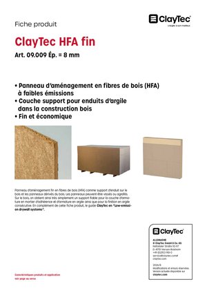 ClayTec HFA dünn/HFA fin (fiche produit)