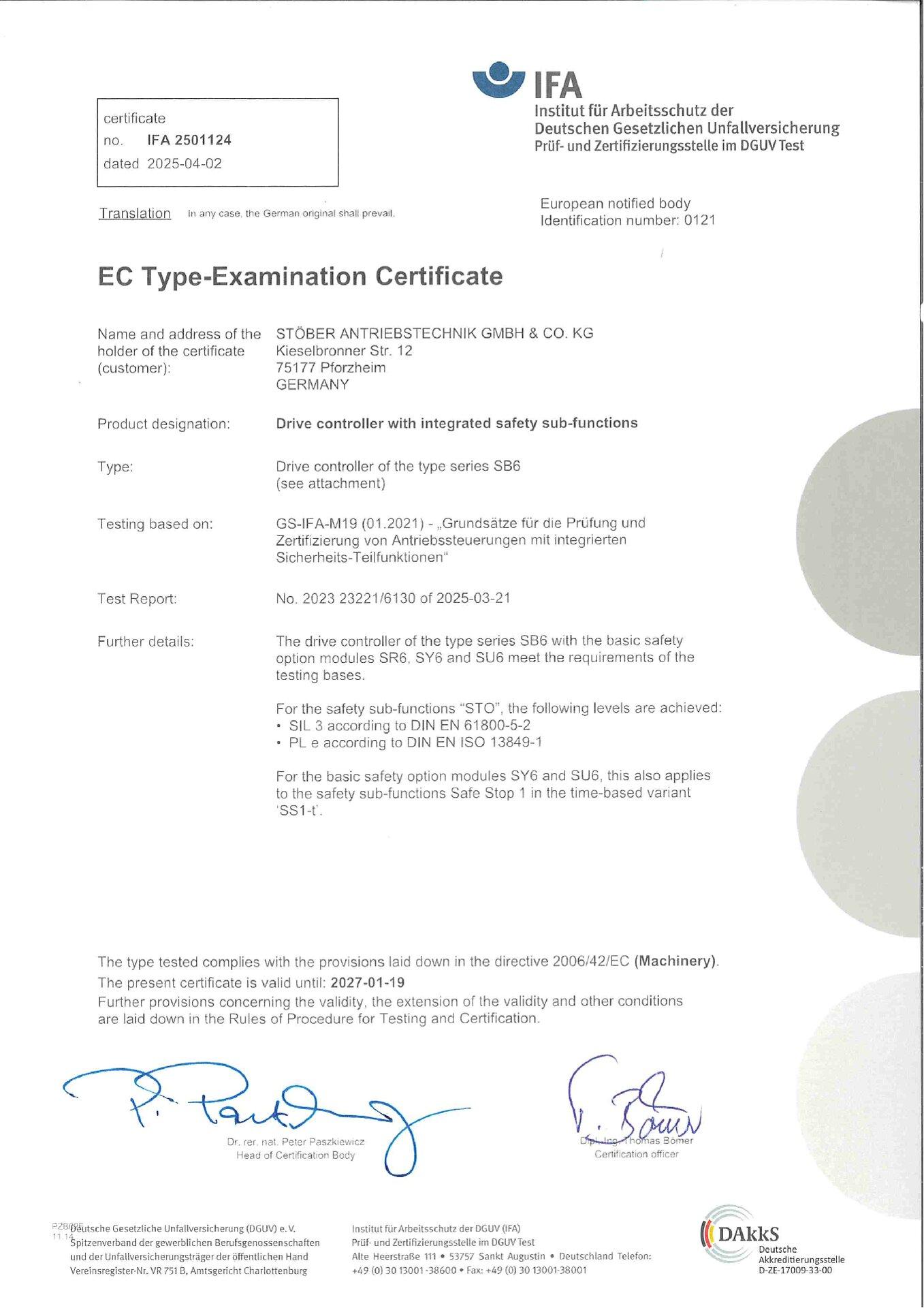 EC Type-Examination Certificate SB6