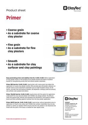 ClayTec Grundierungen/Primer (product sheet)