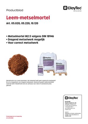 ClayTec Lehm-Mauermörtel/Leem-metselmortel (productblad)