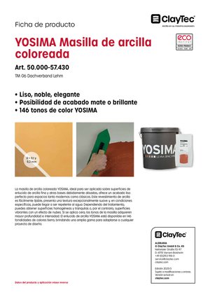 YOSIMA Lehm-Farbspachtel/Masilla de arcilla coloreada (ficha de producto)