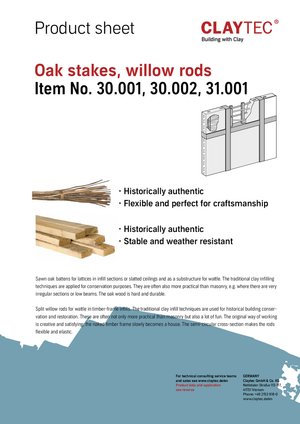 ClayTec Eichenstaken und Weidenruten/Oak stakes and willow rods (product sheet)