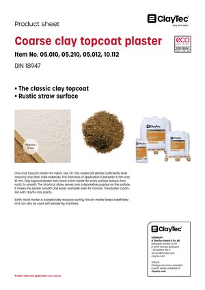 ClayTec Lehm-Oberputz grob mit Stroh/Coarse clay topcoat plaster (product sheet)